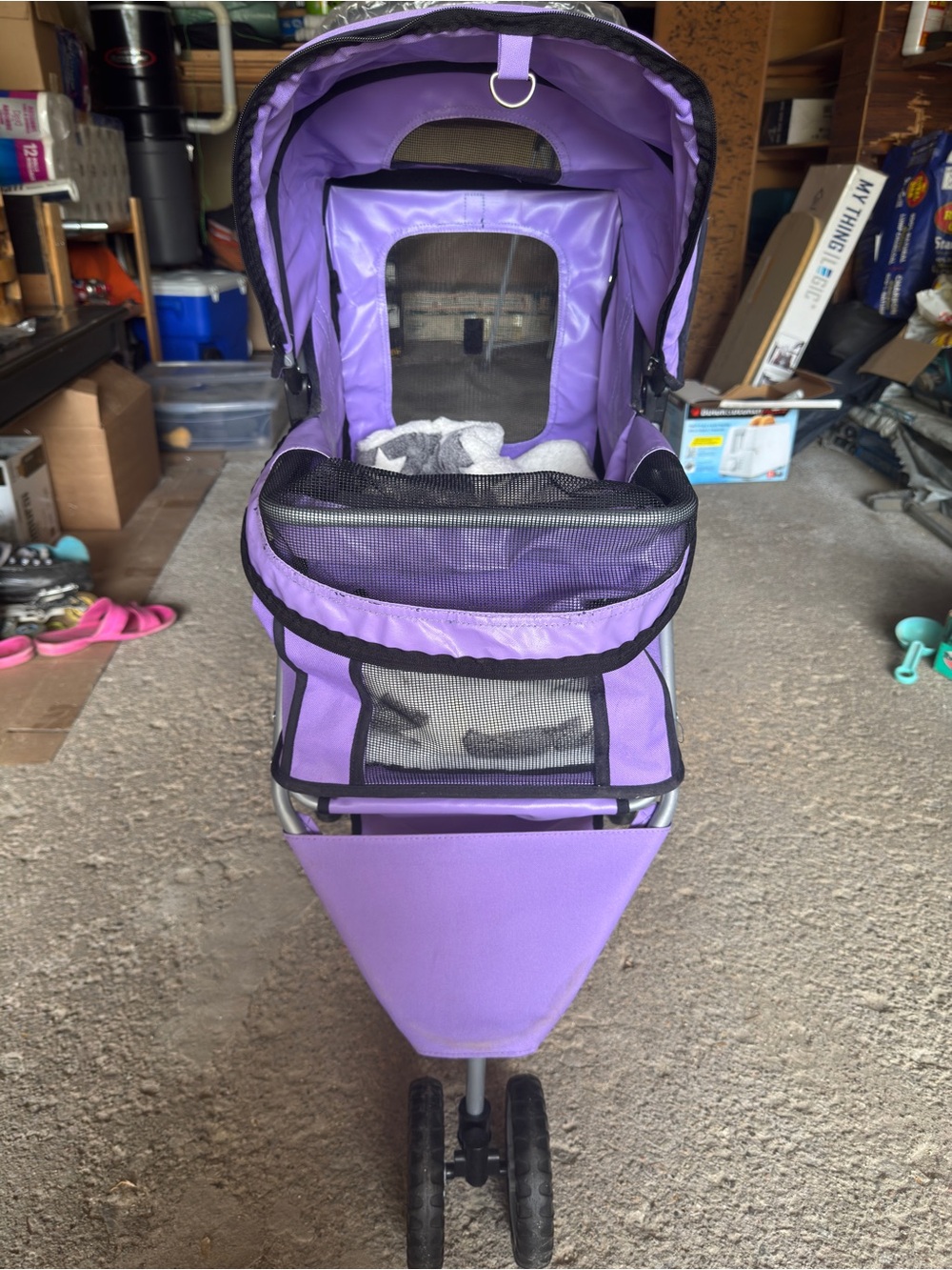 Purple Three-Wheel Pet Stroller